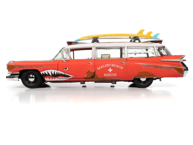 Load image into Gallery viewer, 1959 Cadillac Eldorado Ambulance Surf Shark 1:18 Scale Diecast - American Stanced

