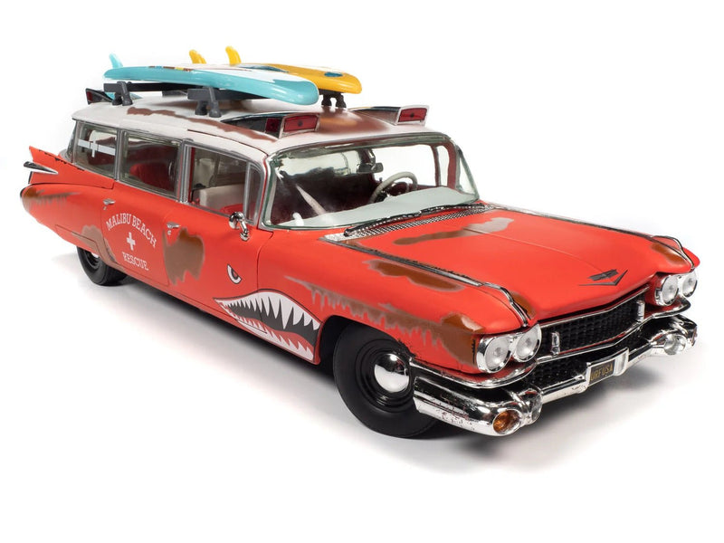 Load image into Gallery viewer, 1959 Cadillac Eldorado Ambulance Surf Shark 1:18 Scale Diecast - American Stanced
