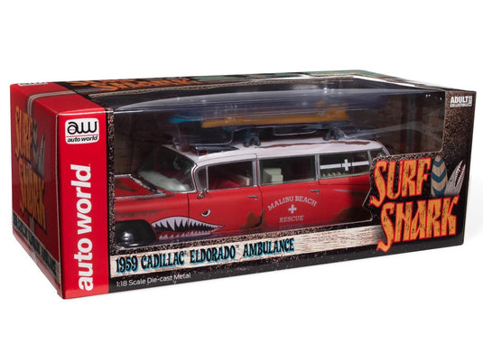 1959 Cadillac Eldorado Ambulance Surf Shark 1:18 Scale Diecast - American Stanced