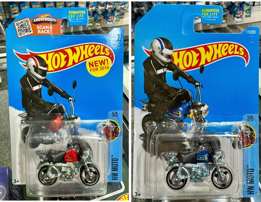 2016 Hot Wheels Honda Monkey Z50 HW Moto Series Red or Blue - American Stanced