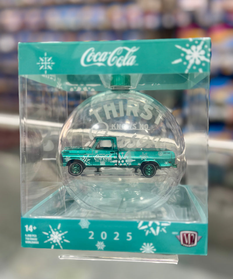 Load image into Gallery viewer, 2025 M2 Machines Christmas Ornament &quot;CHASE&quot; Coca Cola 1969 Ford F-100 Ranger
