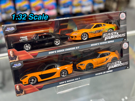 Dom's Charger, Brain's Supra or Han's Mazda RX-7 and GR Supra