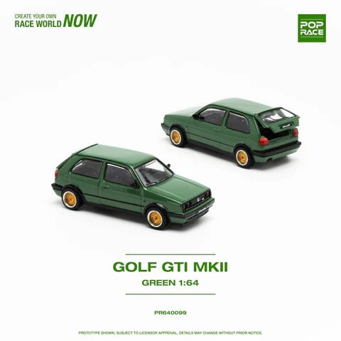 Pop Race Volkswagen Golf GTI MKII Green 1:64 Scale - American Stanced
