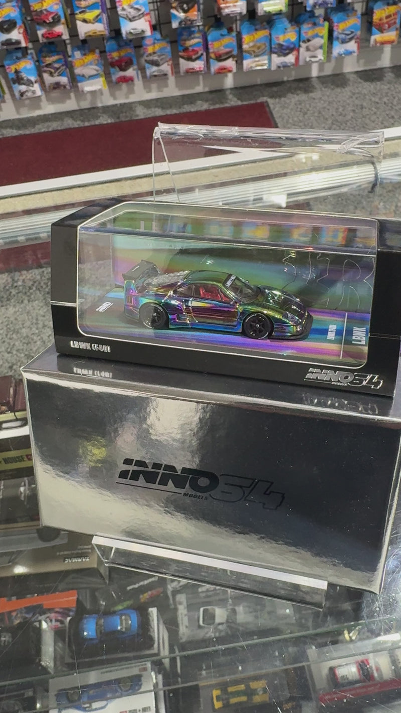Load and play video in Gallery viewer, INNO64 LBWK Ferrari F40 Neo Chrome &quot;CHASE&quot;
