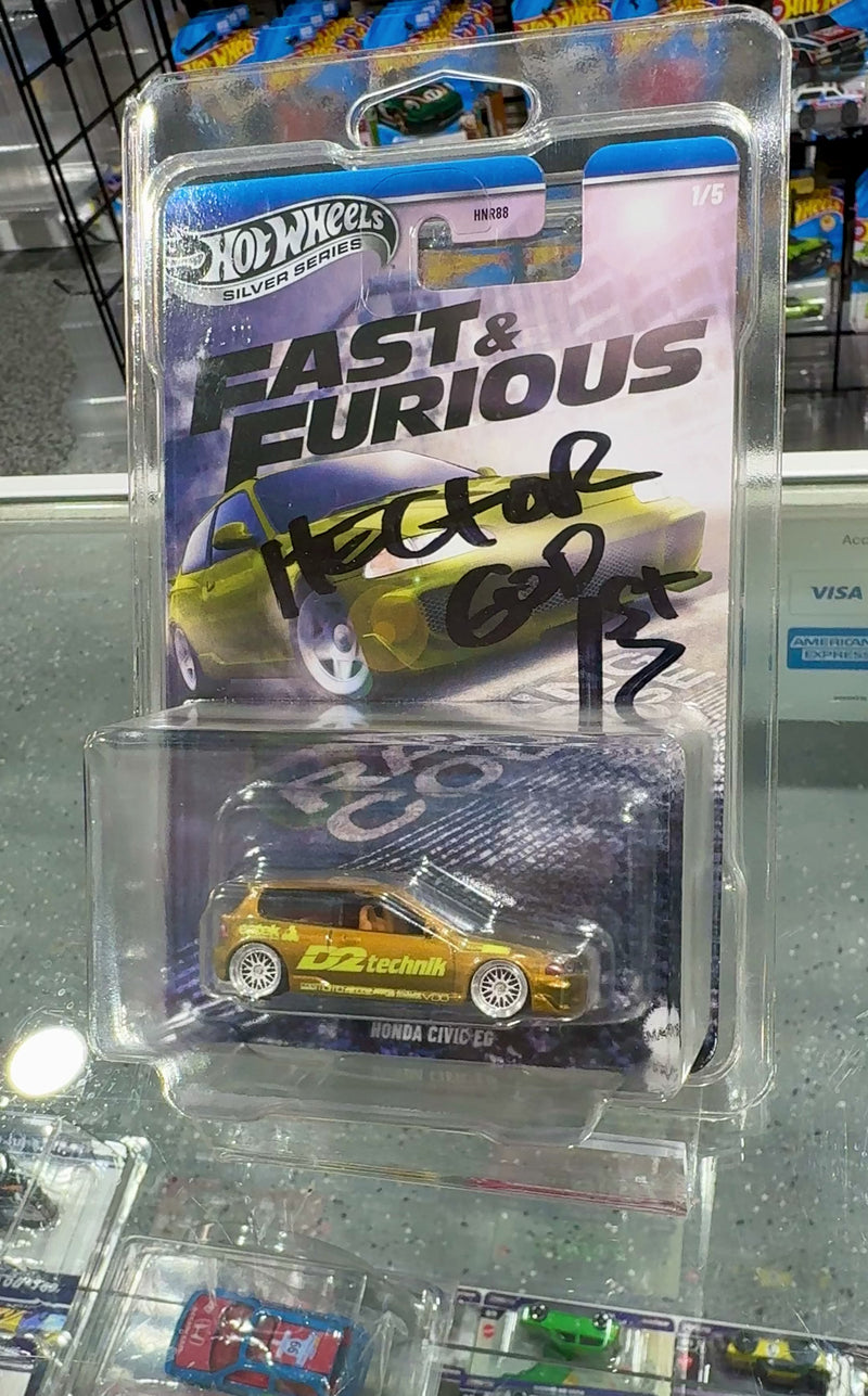 Load and play video in Gallery viewer, Hot Wheels Fast &amp; Furious &quot;Hectors&quot; Honda Civic EG Silver Series &quot;Custom &amp; Autographed&quot;
