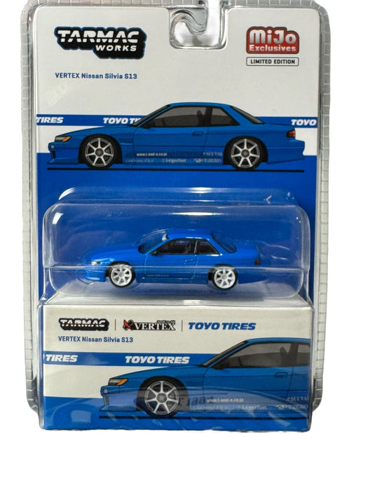 Tarmac Works 1/64 VERTEX Nissan Silvia S13 Blue Metallic TOYO TIRES - American Stanced
